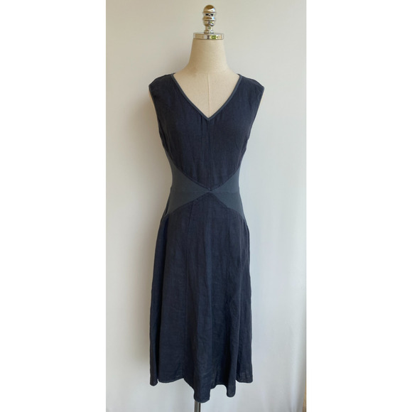 Inizio Italy Gray Linen Dress Fit Flare sz M - Picture 1 of 11